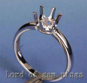 Engagement Semi Mount Ring 14K White Gold Setting Round 6.5mm Solitaire - Lord of Gem Rings - 1