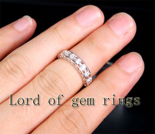 Unique .15ct SI Diamonds Wedding Band Engagement Ring in 14K White Gold, 4.04g - Lord of Gem Rings - 4