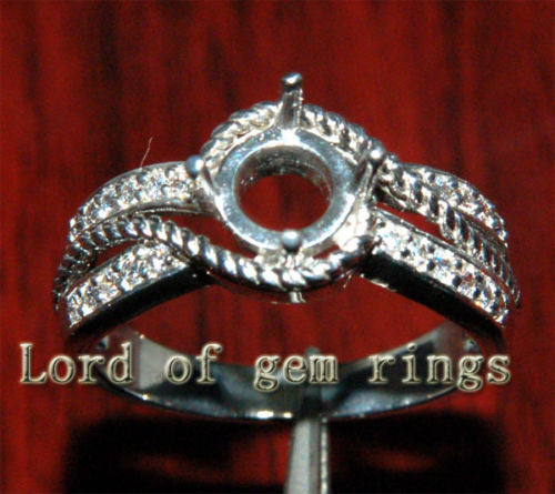 Unique 5.5-6mm Round Cut H/SI .86ct Diamond 14K White Gold Semi Mount Ring 4.75g - Lord of Gem Rings - 3