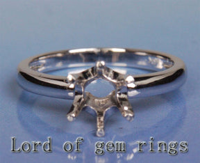 Engagement Semi Mount Ring 14K White Gold Setting Round 6.5mm Solitaire - Lord of Gem Rings - 3