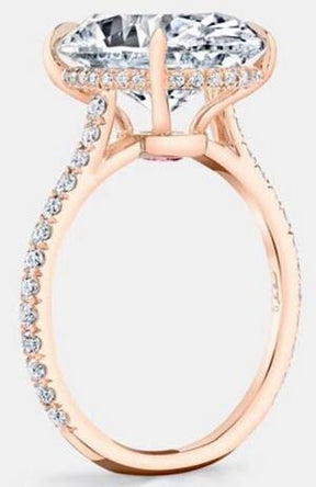 Reserved for Kendra Diamond Semi Mount Cathedral Ring Bridal Set 14K Rose Gold Oval