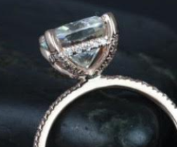 Reserved for Cynthia Diamond Semi Mount Ring Diamond Uner Halo 14K White Gold