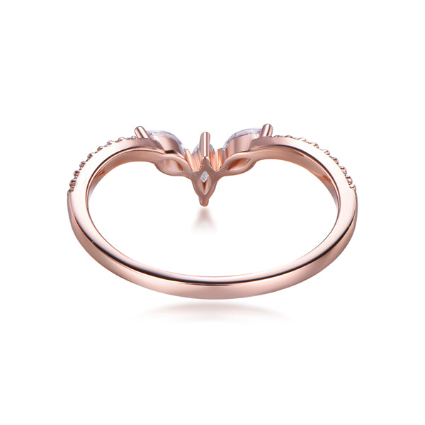 Three-Stone Marquise Diamond Tiara Wedding Ring 14K Rose Gold