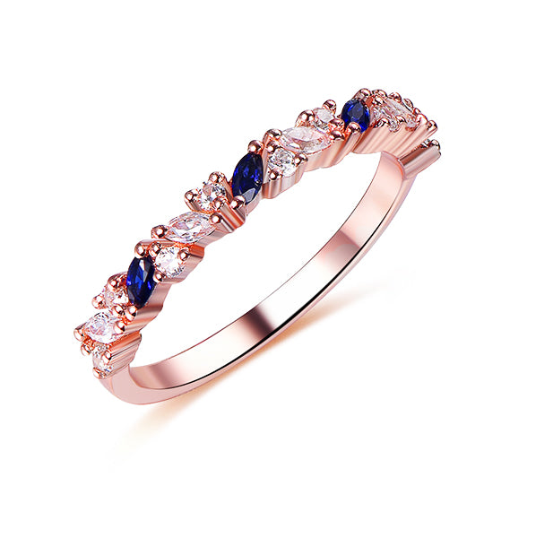 Vintage Marquise Sapphire Moissanite September Birthstone Band Woman Ring