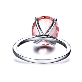 4.5ct Oval Morganite Diamond Engagement Ring 14K White Gold