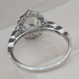 Vintage Oval Moissanite Engagement Ring Cathedral Floral Halo