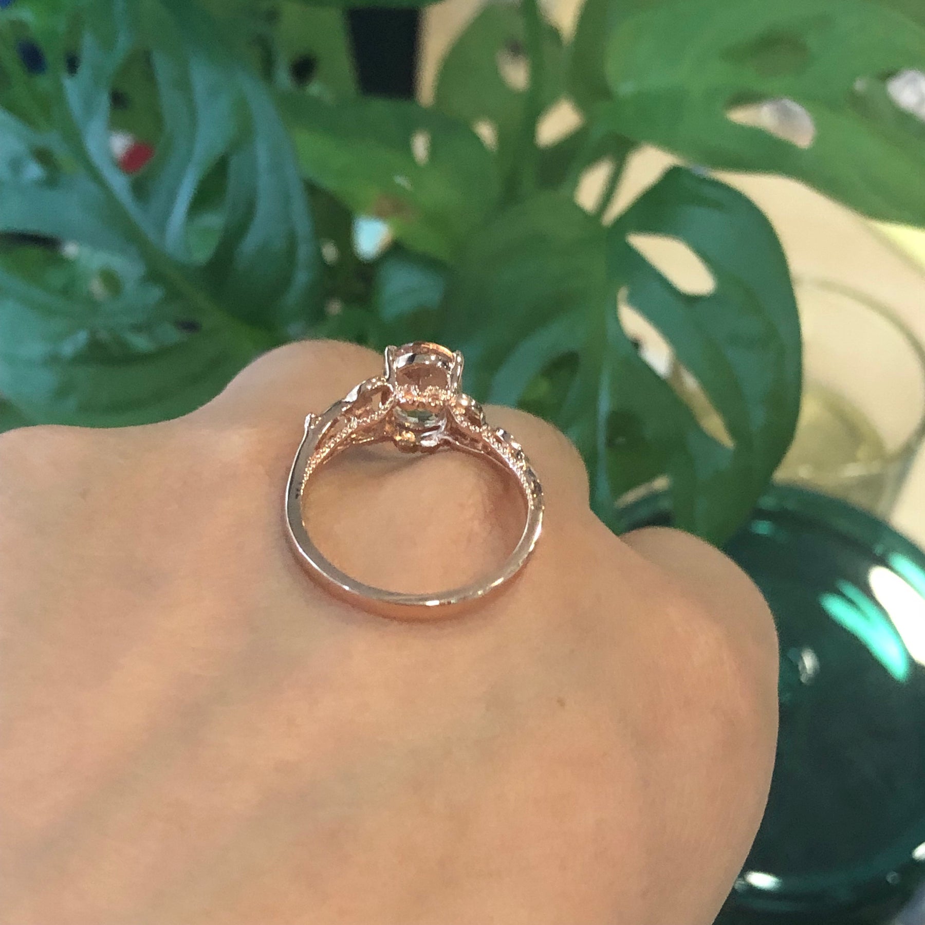 Reserved for GY- Oval Solitaire Morganite Engagement Ring 14K Rose Gold