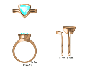 Reserved for thrftmrkt Trillion Morganite Ring Bridal Sets 14K Rose Gold 9mm
