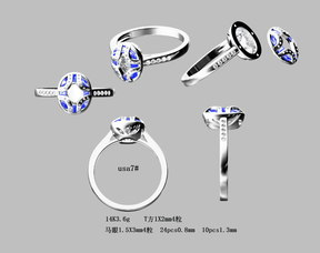 Art Deco Oval London Blue Topaz Diamond Engagement Ring