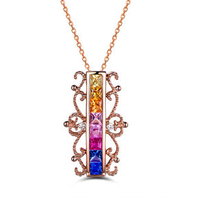 Rainbow Vintage Ruby Sapphire Pendant 18k Gold