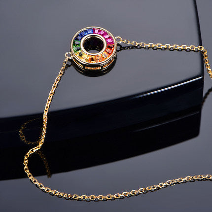 Rainbow Ruby Sapphire Tsavorite Bracelet 18k Gold
