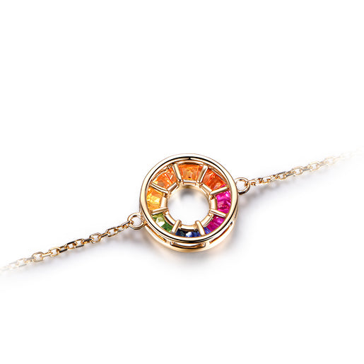 Rainbow Ruby Sapphire Tsavorite Bracelet 18k Gold