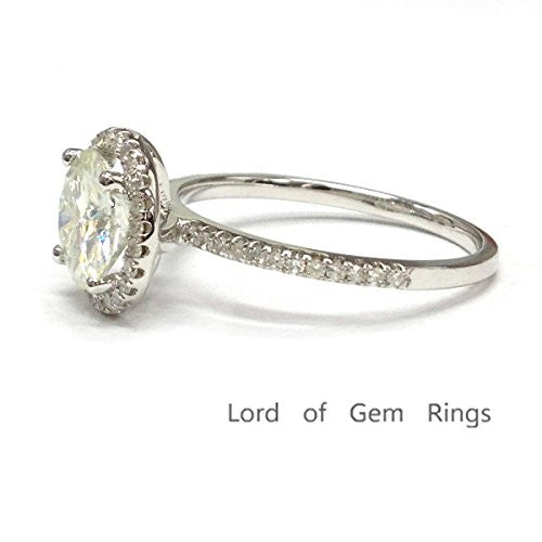 Round Moissanite Diamond Halo Engagement Ring