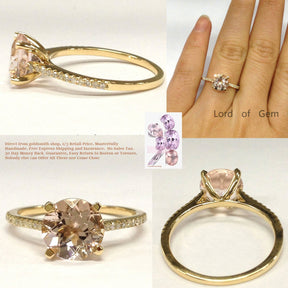 Reserved for William Round Morganite Engagement Ring Bridal Set 14K Gold Soldered Together