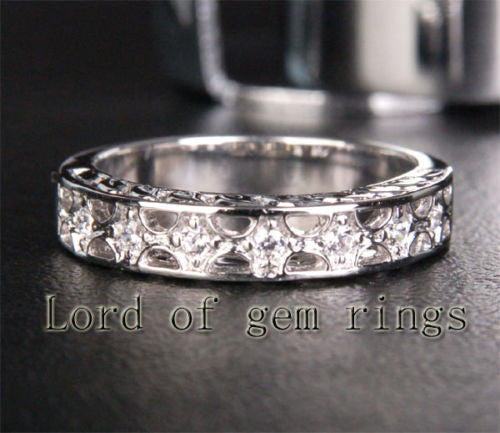 Unique .15ct SI Diamonds Wedding Band Engagement Ring in 14K White Gold, 4.04g - Lord of Gem Rings - 1