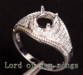 Unique 6.5mm Round Cut .25CT Diamonds 14K White Gold Semi Mount Engagement Ring - Lord of Gem Rings - 4