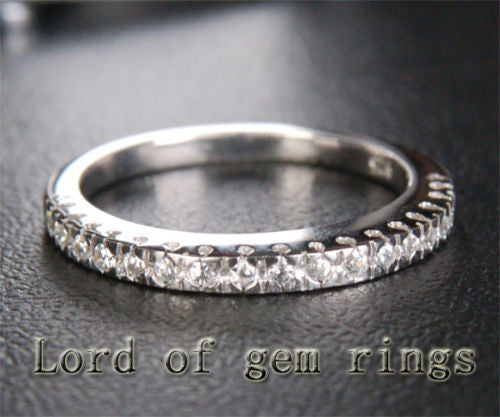 Diamond Wedding Band Half Eternity Anniversary Ring 14K White Gold - Lord of Gem Rings - 2