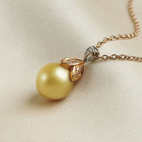 11mm-12mm South Sea Pearls 18K Two-Tone Gold VS-SI Diamonds pendant for Necklace - Lord of Gem Rings - 2