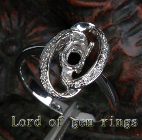 Unique 4x6mm Oval Cut  Engagement Semi Mount Ring in 14K White Gold Diamonds 3.02g! - Lord of Gem Rings - 2