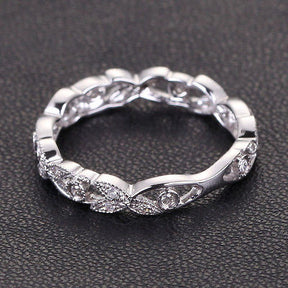Diamond Wedding Band Eternity Anniversary Ring 14K White Gold Antique Style - Lord of Gem Rings - 1