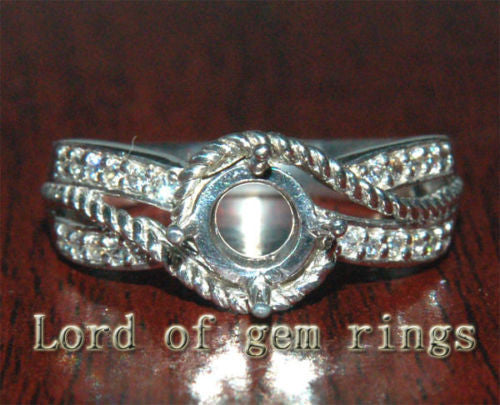 Unique 5.5-6mm Round Cut H/SI .86ct Diamond 14K White Gold Semi Mount Ring 4.75g - Lord of Gem Rings - 1