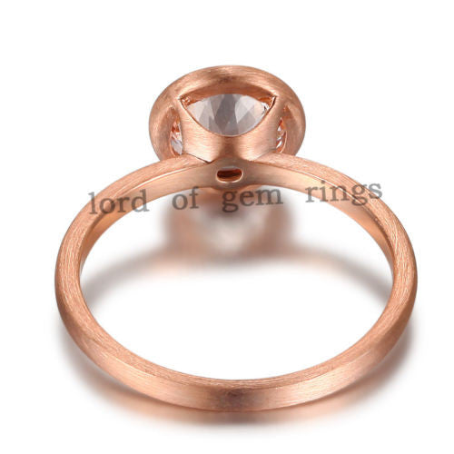 Round Morganite Engagement Ring 14K Rose Gold 7mm Bezel - Lord of Gem Rings - 2