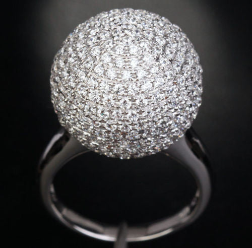 Unique Ball Pave 3.82CT Diamonds Fashion Engagement Ring 14K White Gold, 8.96g! - Lord of Gem Rings - 4
