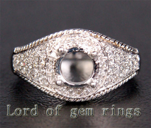 Unique 6.5mm Round Cut .25CT Diamonds 14K White Gold Semi Mount Engagement Ring - Lord of Gem Rings - 1