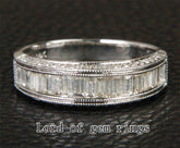 Baguette Diamond Wedding Band Engagement Ring 14K White Gold 1.28CT Channel - Lord of Gem Rings - 1