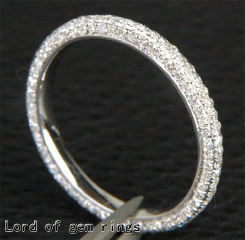 Pave Diamond Wedding Band Eternity Anniversary Ring 14K White Gold -VS/H Diamonds - Lord of Gem Rings - 2