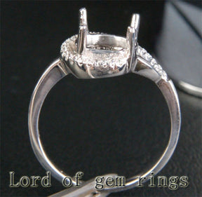 Unique 6x8mm Oval Cut Engagement Wedding Semi Mount Ring 14K White Gold Diamonds - Lord of Gem Rings - 2