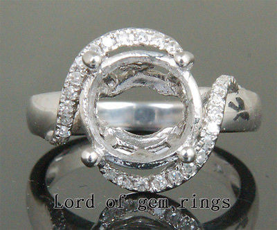Unique 10-11mm Round 14K White Gold .22ct Diamonds Engsagement Semi Mount Rings - Lord of Gem Rings - 1