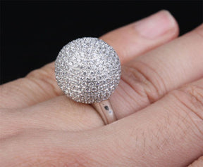 Unique Ball Pave 3.82CT Diamonds Fashion Engagement Ring 14K White Gold, 8.96g! - Lord of Gem Rings - 3