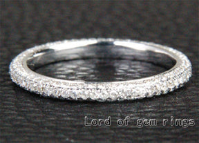 Pave Diamond Wedding Band Eternity Anniversary Ring 14K White Gold -VS/H Diamonds - Lord of Gem Rings - 1