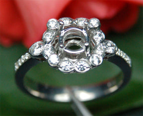 Unique 5mm Round 14K White Gold Bezel .24ct Diamonds Semi Mount Engagement Ring - Lord of Gem Rings - 4