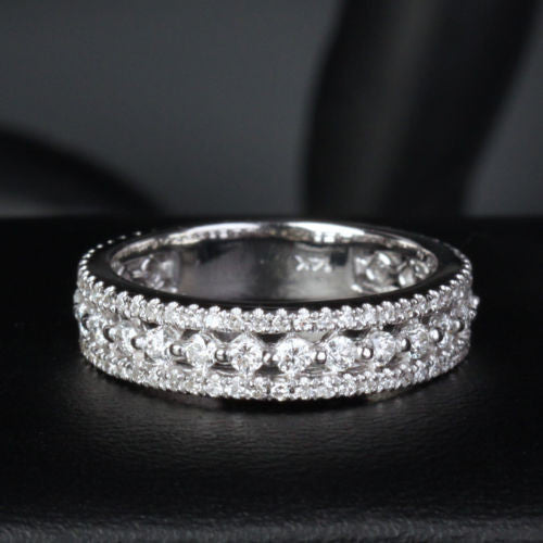 Diamond Wedding Band Eternity Anniversary Ring 14k White Gold - Lord of Gem Rings - 2