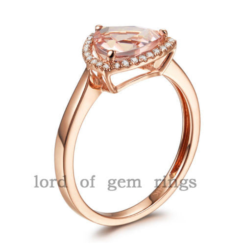 Reserved for nbmelese, Custom Trillion Morganite Engagement Semi Mount Ring 10K Rose Gold - Lord of Gem Rings - 4