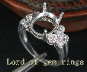 Unique 9x11mm Diamonds Semi Mount Engagement Ring Oval Cut 14K White Gold 3.75g - Lord of Gem Rings - 2