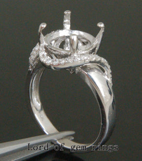 Unique 10-11mm Round 14K White Gold .22ct Diamonds Engsagement Semi Mount Rings - Lord of Gem Rings - 3