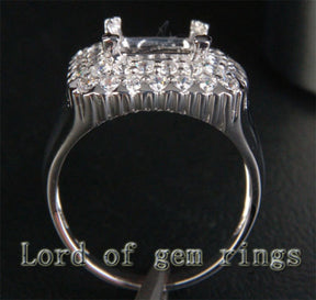 Diamond Engagement Semi Mount Ring 14K White Gold Setting Cushion 8mm - Lord of Gem Rings - 4
