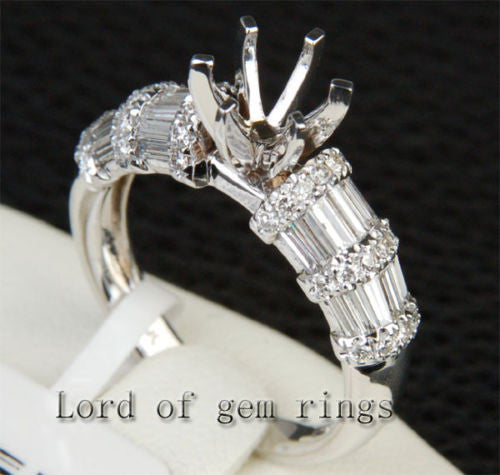 Diamond Engagement Semi Mount Ring 14K White Gold Setting Round 6.3-6.7mm Channel - Lord of Gem Rings - 2