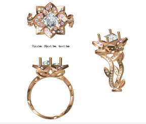 Reserved for AAA Diamond Flora Semi Mount Ring 14K Rose Gold Princess 6.5x6.5mm