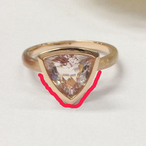Reserved for thrftmrkt Trillion Morganite Ring Bridal Sets 14K Rose Gold 9mm