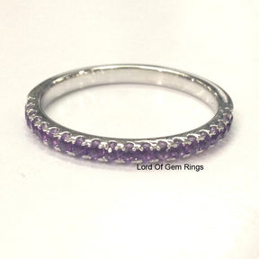 Reserved for curtiswann Amethyst Half Eternity Anniversary Ring 18K White Gold - Lord of Gem Rings - 2