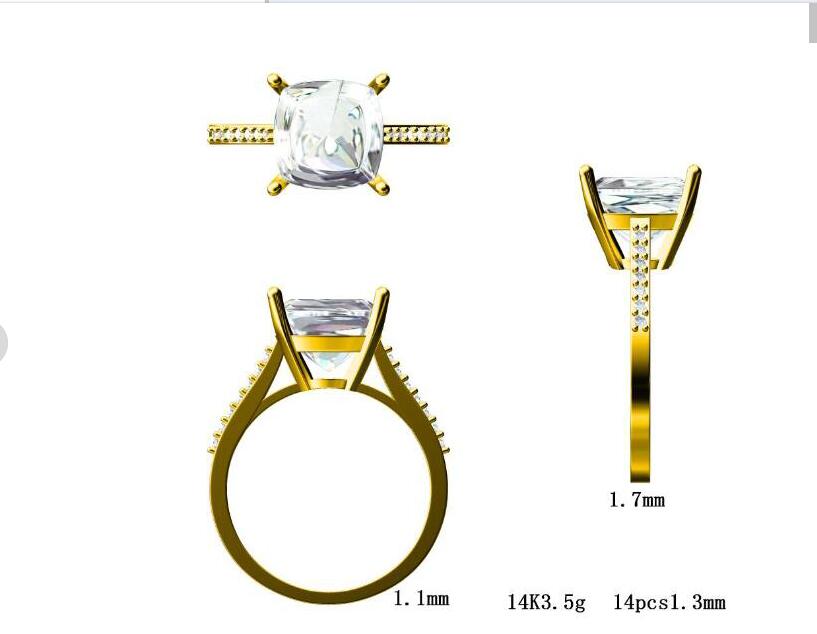 Reserved for Ashlee Custom Diamond Semi Mount Cathedra  Ring 14K Rose Gold 9.5mm Cushion