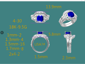 Reserved for Audrey Diamond Floral Shank  Semi Mount Ring Set 14K White  Gold Cushion