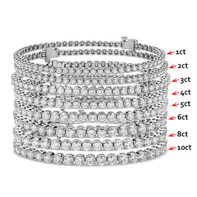 3-10ct Princess Moissanite Tennis Bracelet 14K White Gold, 7"