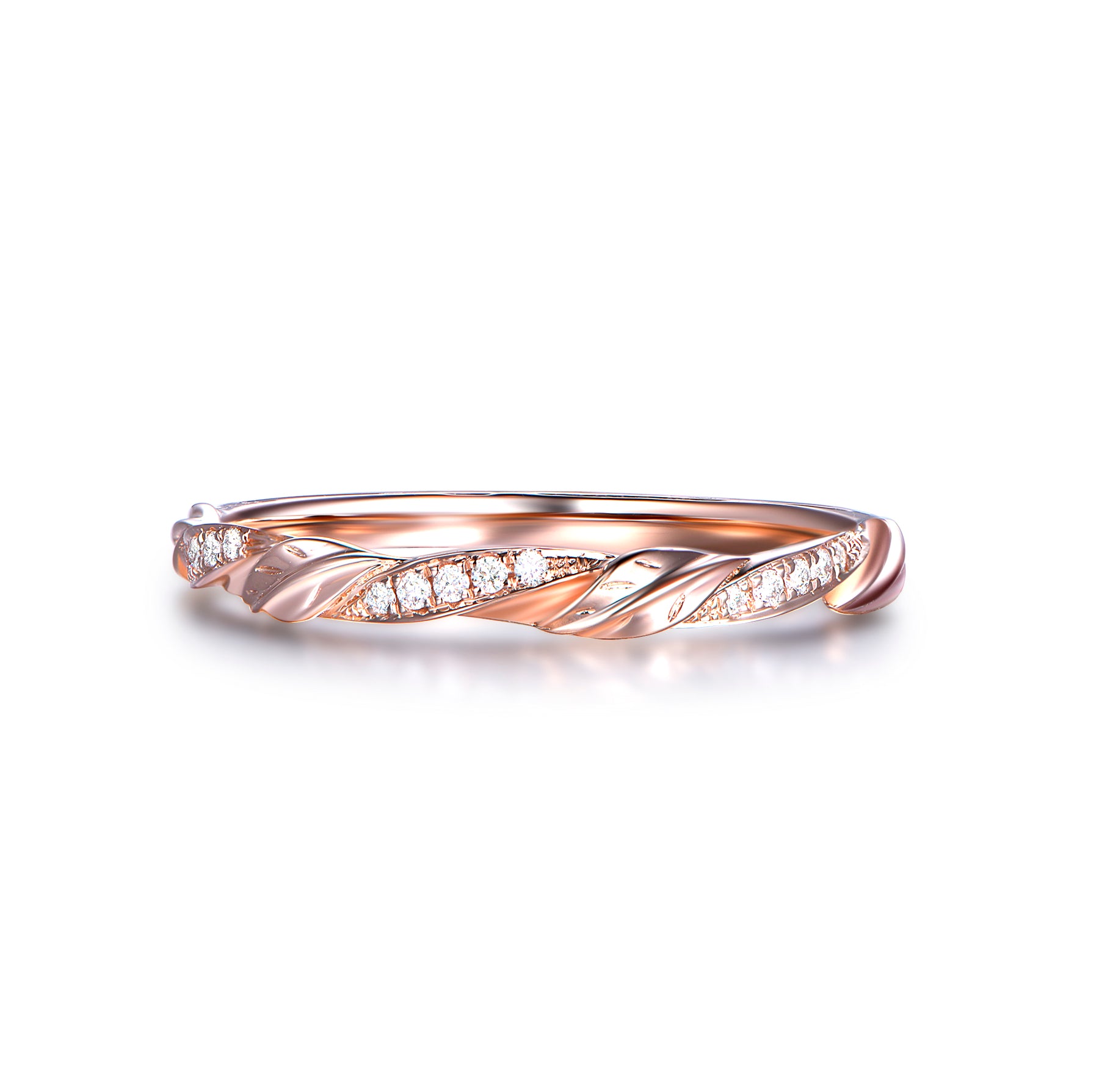 Reserved for Luke: Matching Band for 7mm Round Morganite Engagement Ring Pave VS Diamond Wedding 18K Rose Gold