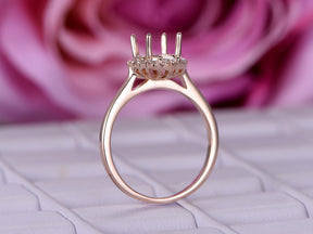 Reserved for AAA Semi Mount Ring Graduated Diamond Halo 14K Rose Gold Round 6.5mm