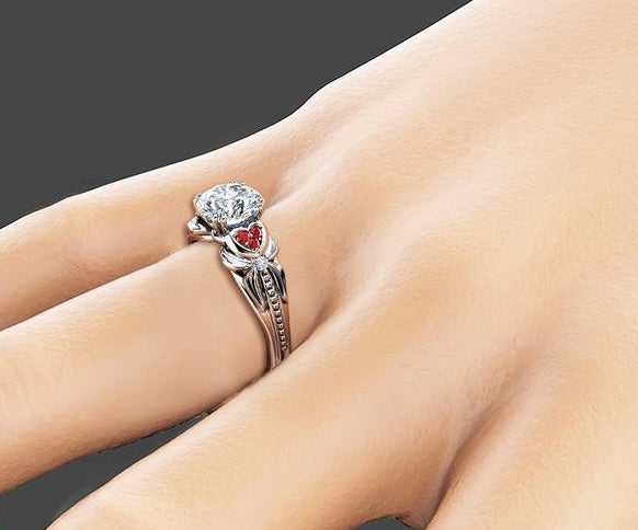 Reserved for T812- Diamond Engagement Semi Mount Ring 14K White Gold Setting Heart Shape 13mm